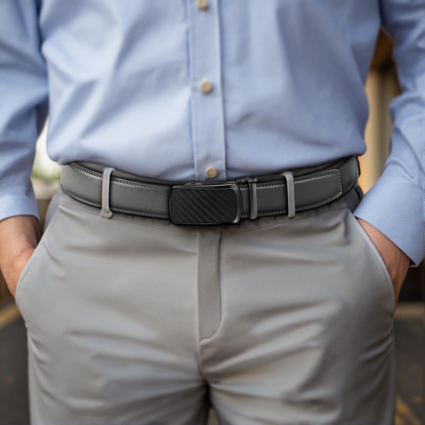 BULLIANT Men's Belt,Brand Ratchet Belt Of Genuine Leather For Gift Men Dress,Size Customized(Dark Gray,30"-36" Waist Adjustable)