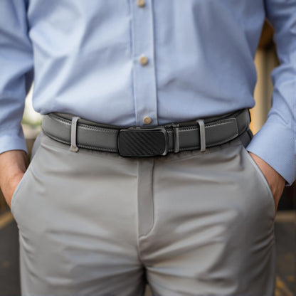 BULLIANT Men's Belt,Brand Ratchet Belt Of Genuine Leather For Gift Men Dress,Size Customized(Dark Gray,30"-36" Waist Adjustable)