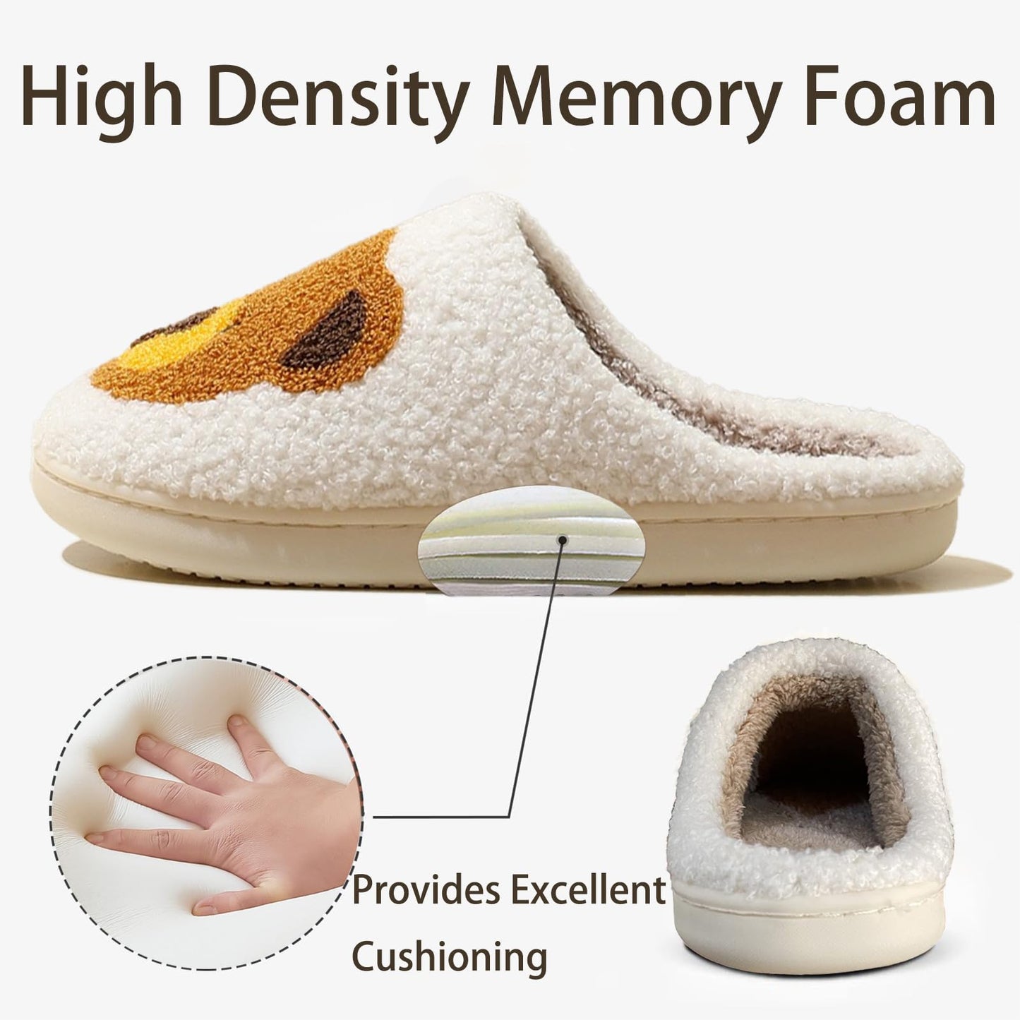 Bear Slippers for Women White Teddy Bear Slipper Indoor and Outdoor fluffy Cartoon Indoor Warm Fleece Shoe Winter Soft Cozy Home Non-Slip Soft Plush Slip-on Wool Lined Shoes