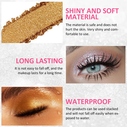 AMY'S DIARY 4 Colors Shany Highlight Eyeshadow Palette Cosmetics, Shimmer Eye shadow Palette, Cruelty-Free and Vegan Formula, Glitter Shimmer Eyeshadow for Professional Makeup Kit(12#)