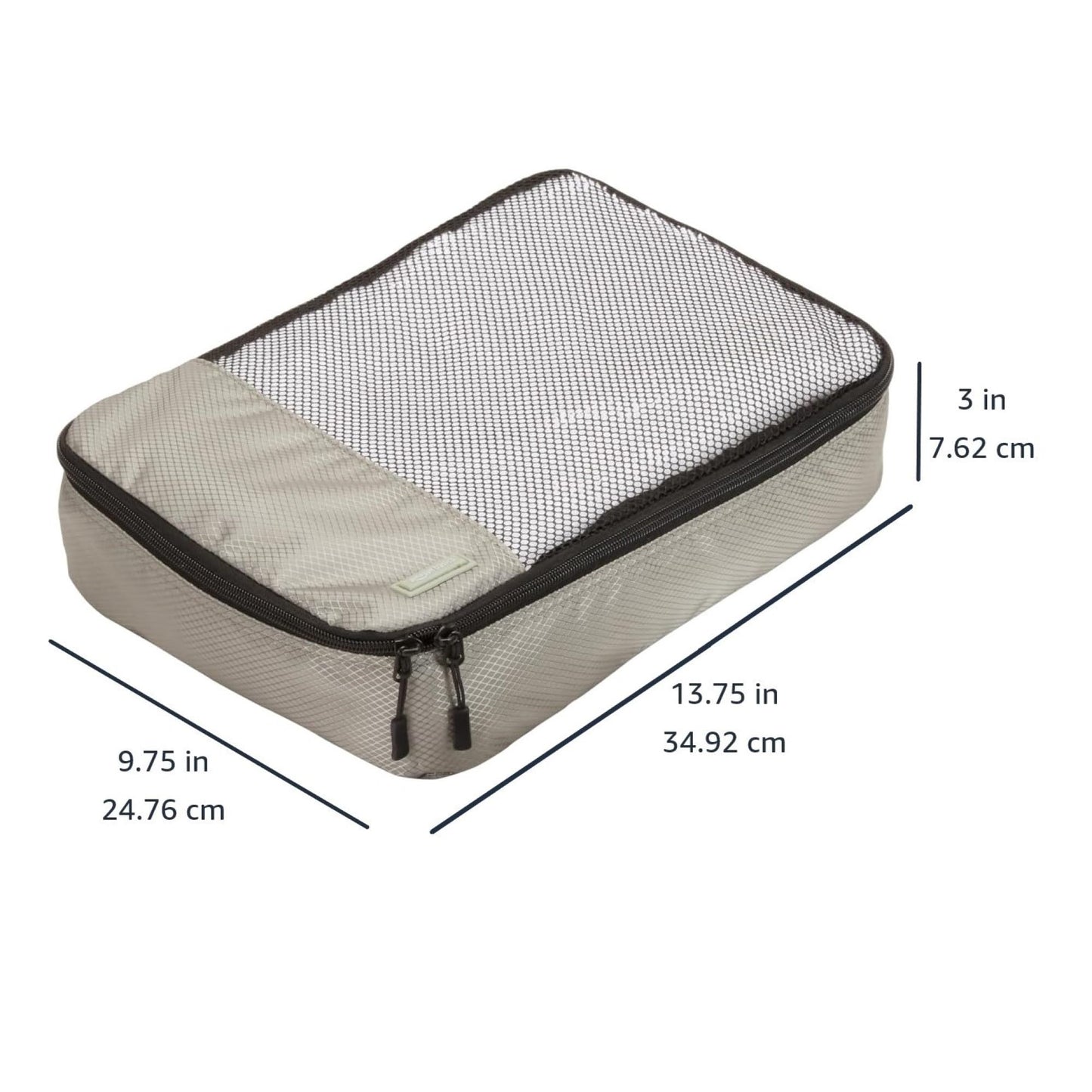 Amazon Basics 4 Piece Packing Cubes with Double Zipper and Mesh Top, Travel Organizer Set, Medium, Gray