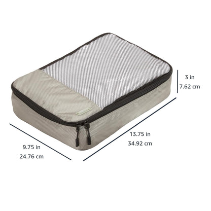 Amazon Basics 4 Piece Packing Cubes with Double Zipper and Mesh Top, Travel Organizer Set, Medium, Gray