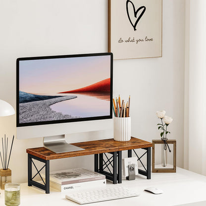 Honiter Desk Shelf, 15.7" Desktop Shelf Organizer, Freestanding Small Desktop Bookshelf, 2 Tier Independent Stackable Kitchen Counter Display Rack, Desk Hutch for Office, Dorm, Home