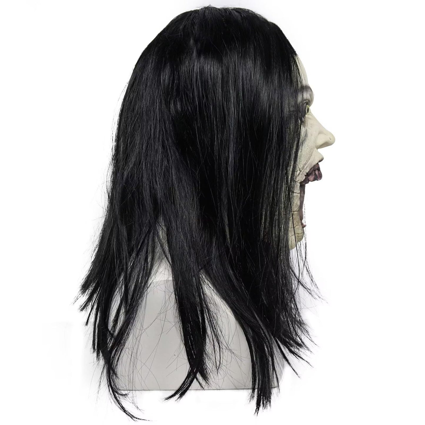 Bulex Horror Crying Woman Mask with Wigs Scary Evil Ghost Devil Creepy Demon Full Head Latxe Mask Horror Halloween Masquerade Party Cosplay Props