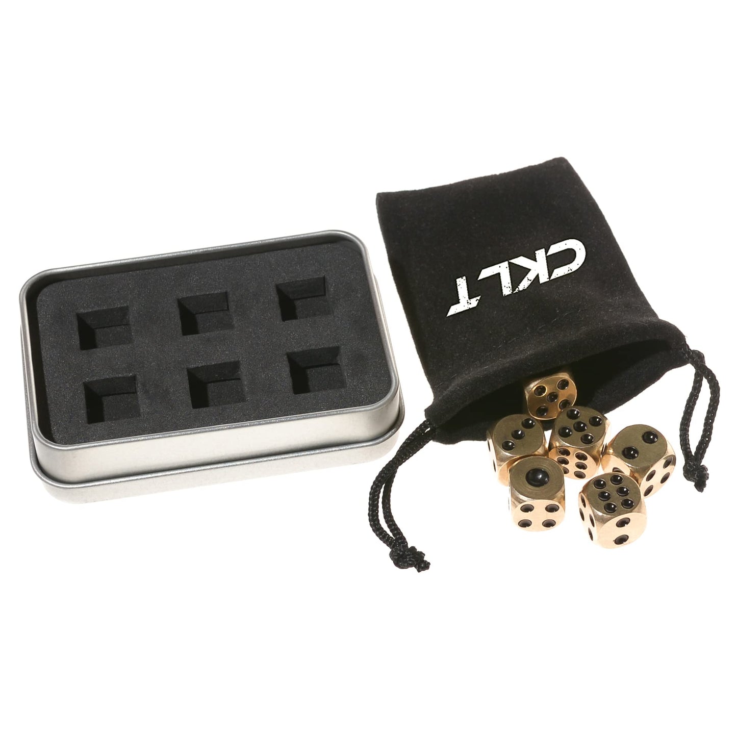 6 Sided Metal Brass Dice with Black Pips, Tables Board Game Dice, 6pcs Solid Gift Brass Dice, Tabletop Games Set for Poker Party Playing Games