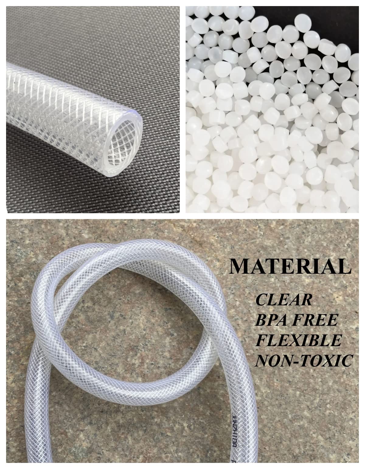 3/4" ID x 1" OD - 10 Ft High Pressure Braided Clear PVC Tubing Flexible Vinyl Tube, Heavy Duty Reinforced PVC Hose Tubing, BPA Free and Non Toxic