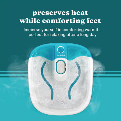 Homedics Bubble Mate Foot Spa, Toe Touch Controlled Foot Bath with Invigorating Bubbles and Splash Proof, Raised Massage nodes and Removable Pumice Stone
