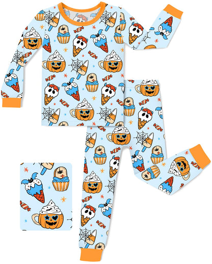 Bamboo Viscose Toddler Halloween Pajamas Boys Girls Kids Baby 2pcs Long-Sleeve Pyjamas Set 5-6Y Snug fit Sleepwear Pjs