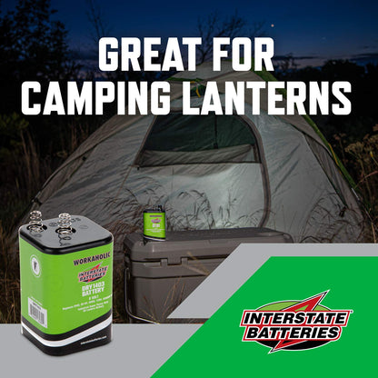 Interstate Batteries 6V HD Lantern Flashlight Battery (6-Pack) 6 Volt 7000 mAH Square Shape Beam Light (Spring Terminals) Camping, Hiking, Household, Lamps, Outdoors (DRY1403)