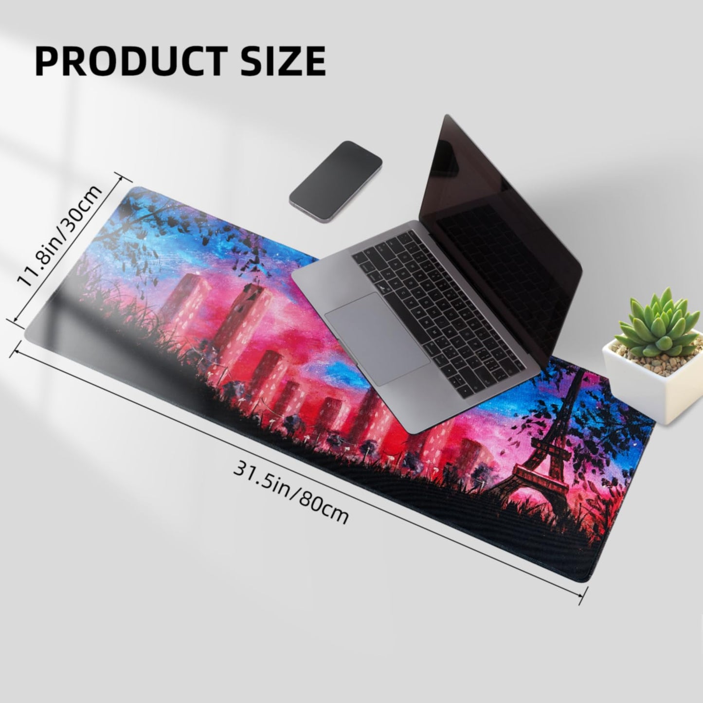 Hopipad Pink Large Gaming Mouse Pad, XL Desk Mat with Seamed Edges, Waterproof, Non-Slip Rubber Base, 31.5x11.8 Inch Keyboard Pad, Big Mousepad