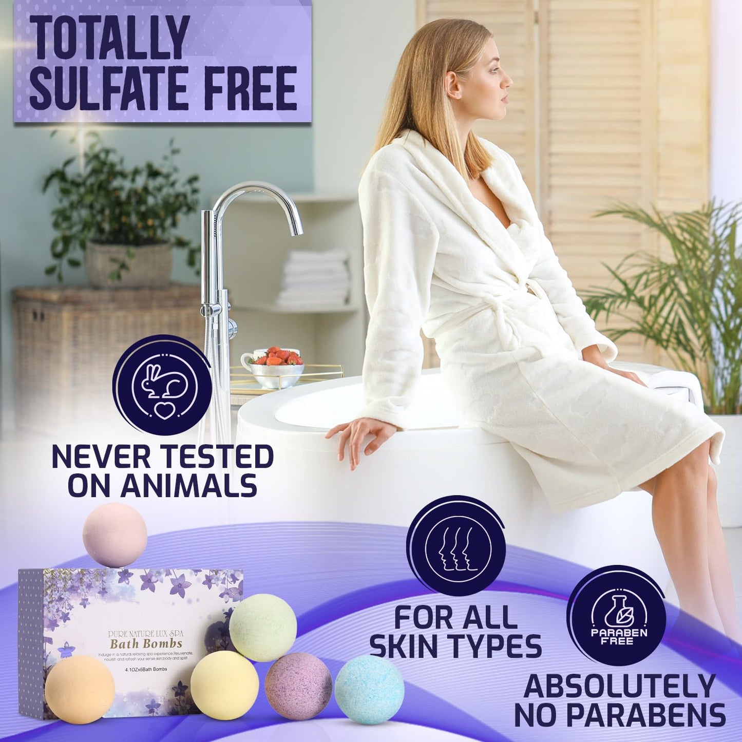 Bath Bombs Gift Set - Ultra Bubble XXL Fizzies (6 x 4.1 oz) with Natural Dead Sea Salt Cocoa and Shea Essential Oils, The Best Birthday Gift Idea for Her/Him, Wife, Girlfriend, Women, Kids