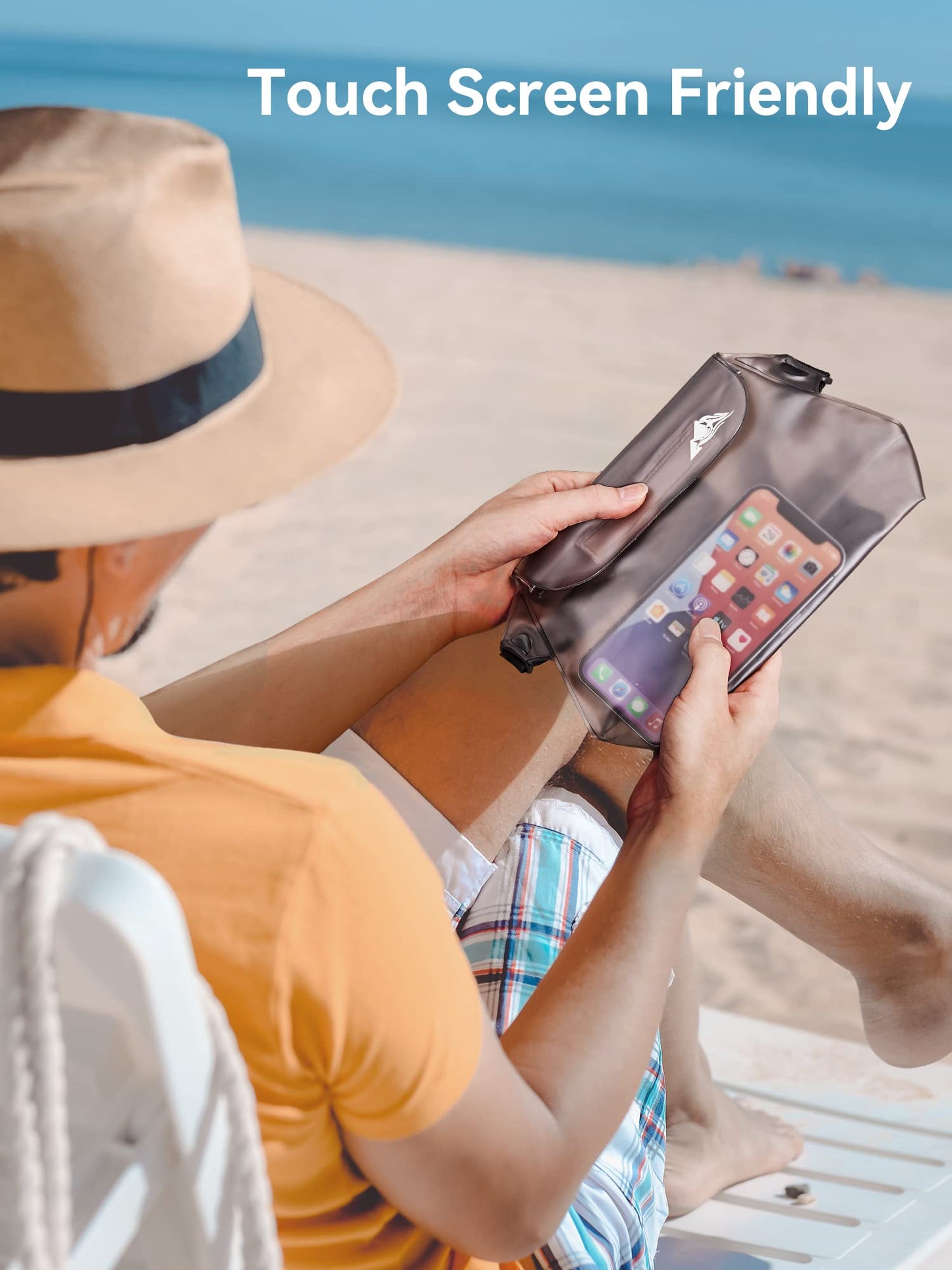 HEETA 2-Pack Waterproof Pouch with Waist Strap, Screen Touchable Dry Bag with Adjustable Belt for Phone Valuables for Kayaking Swimming Snorkeling Boating Fishing Surfing Beach (Black & Grey)