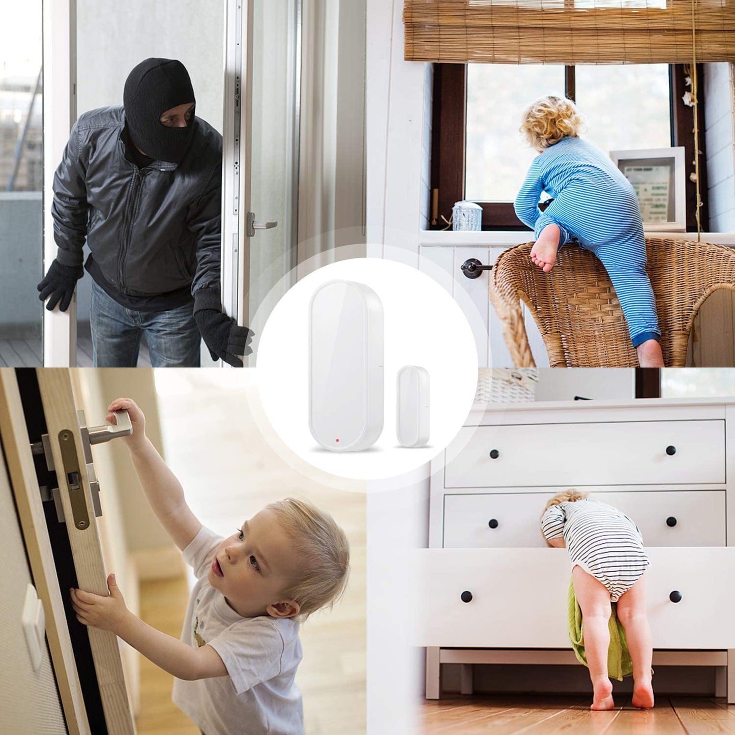 HEIMAN WiFi Door Sensor, Check Door Open/Closed Status, Smart Window Door Contact Sensor Alarm for Home Security, APP Remote Notification, Door Open Detector Compatible with Alexa and Google Assistant