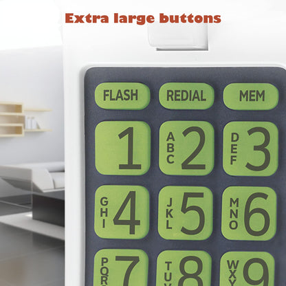 AT&T TRIMLINE 213 Corded Home Phone with Extra Big Buttons & Visual Ringer. No AC Power Required, Improved Easy-Wall-Mount, Lighted Keypad, 10 Speed Dial Keys, Volume Control, Senior Friendly. White