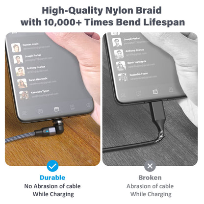 Aripps Magnetic Charging Cable 4 Pack (3.3ft/6.6ft/6.6ft/10ft), 540 Degree Rotating Magnet Phone Charger Cable, 3 in 1 Nylon Braided Magnetic USB Cable for Micro,Type C and iProduct Device