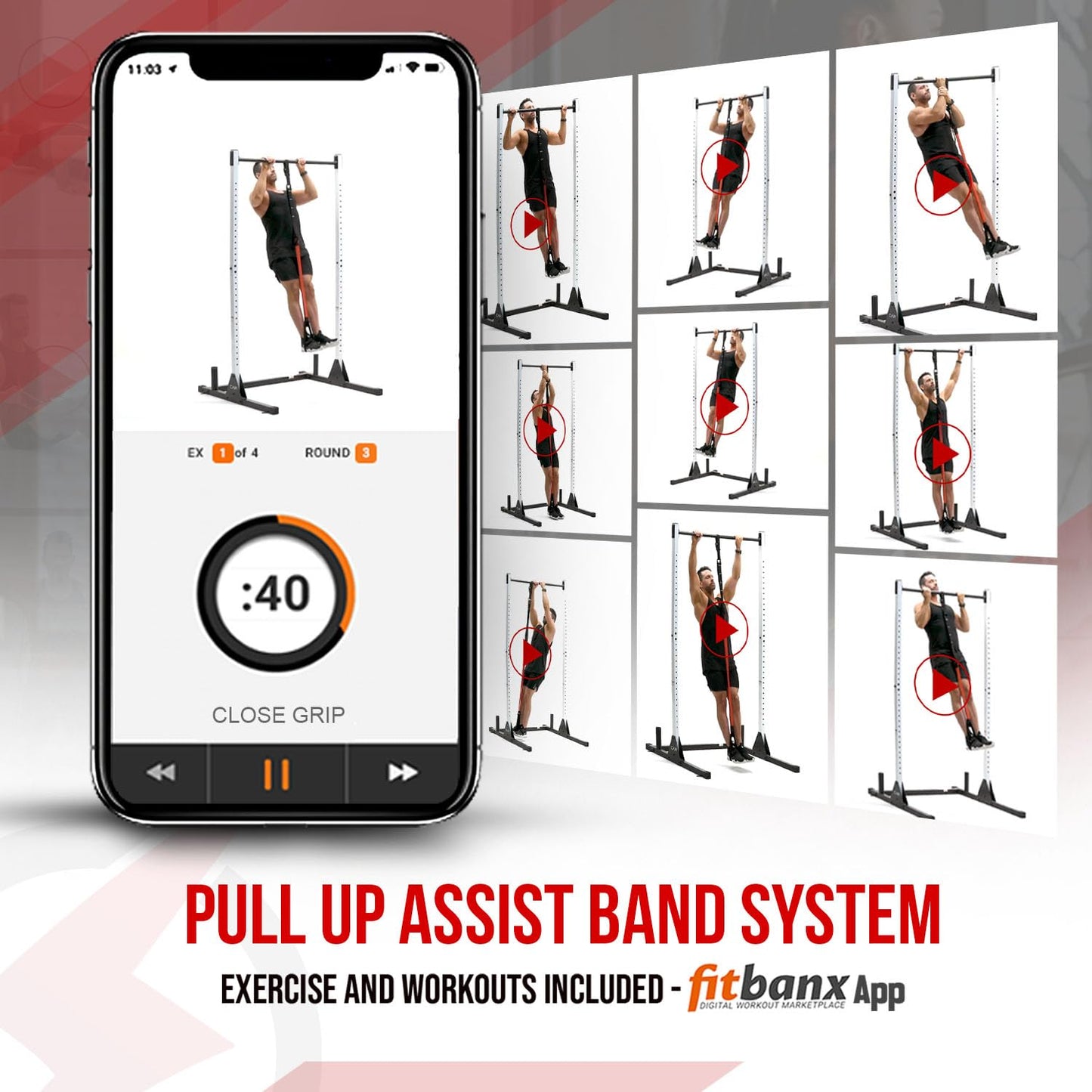 INTENT SPORTS Pull Up Assist Bands - Assistance and Resistance Bands for Pull-Up, Fitness, Body Stretching, Chin Up, Weightlifting, Powerlifting, Heavy Duty, Exercise Videos, eBook (Patented)