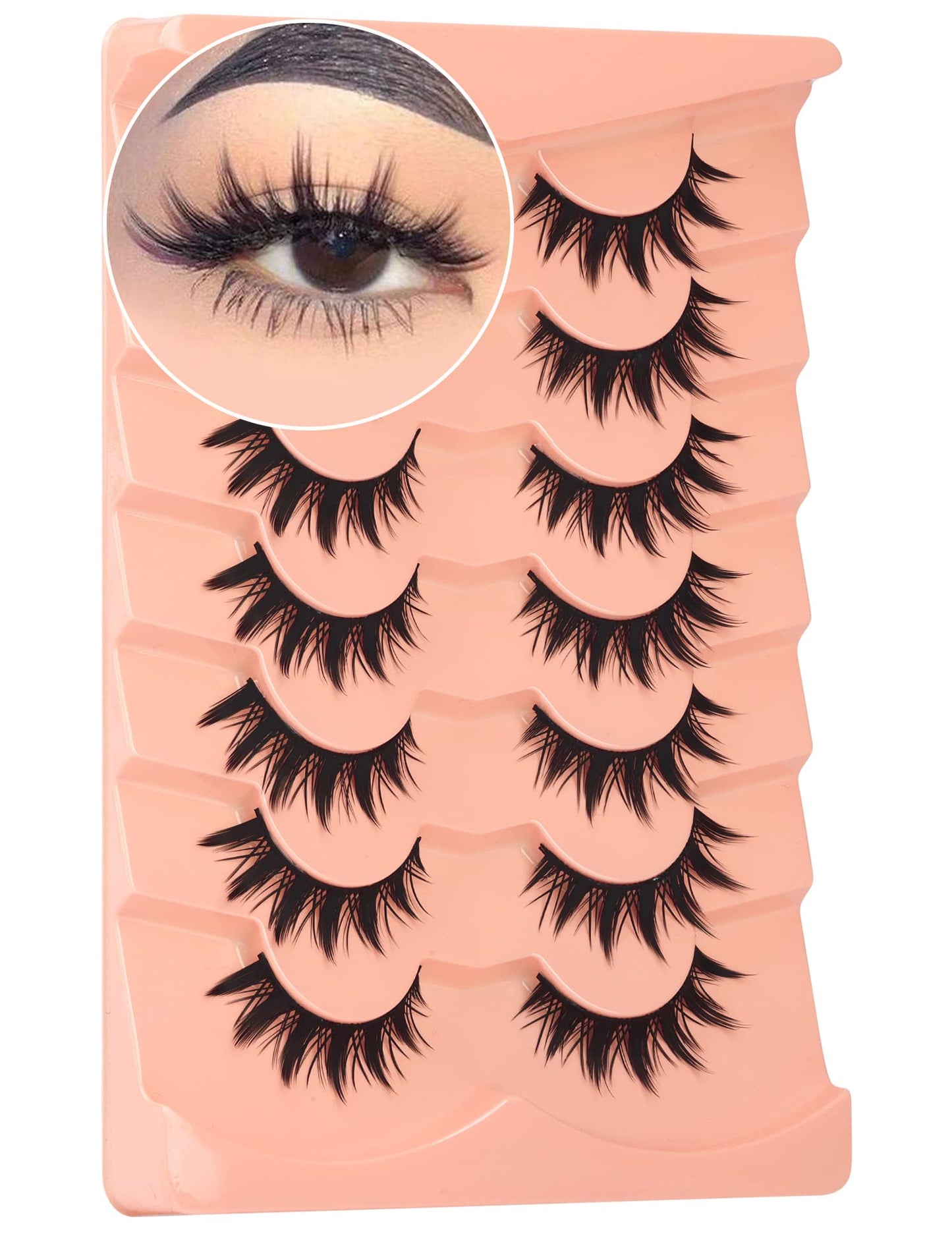 Winifred False Eyelashes - Anime Wispy Cat Eye Natural Spiky Thick Manga Lashes for Cosplay