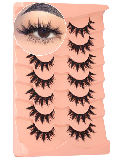 Winifred False Eyelashes - Anime Wispy Cat Eye Natural Spiky Thick Manga Lashes for Cosplay