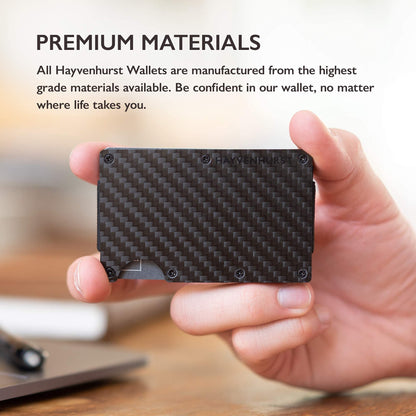 Hayvenhurst Wallet For Men - Reinvented Design Men's Wallet - Slim, Minimalistic & Seamless, Blocks RFID Scanners with a Money Clip (Carbon Fiber)