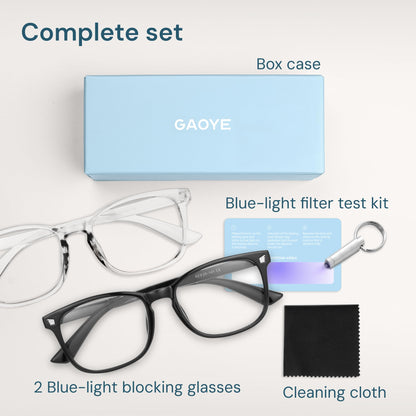Blue Light Blocking Glasses - Fashion Square Eyeglasses, Anti UV Ray Computer Gaming Glasses Blue Blockers for Women/Men