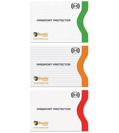 Boxiki Travel Set of 15 RFID, Set with Color Coding | Identity Theft Prevention RFID Blocking Envelopes and Passport Covers (White Collection)