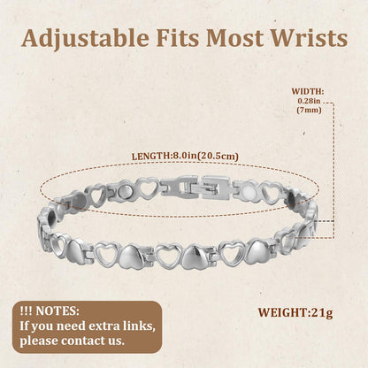 BioMag Magnetic Bracelet for Women,Titanium Steel Wristband Brazaletes Solid Pure Copper Valentine's Day Gift for Her Jewelry Gift with Adjustable Tool Birthday Gifts (Silver)
