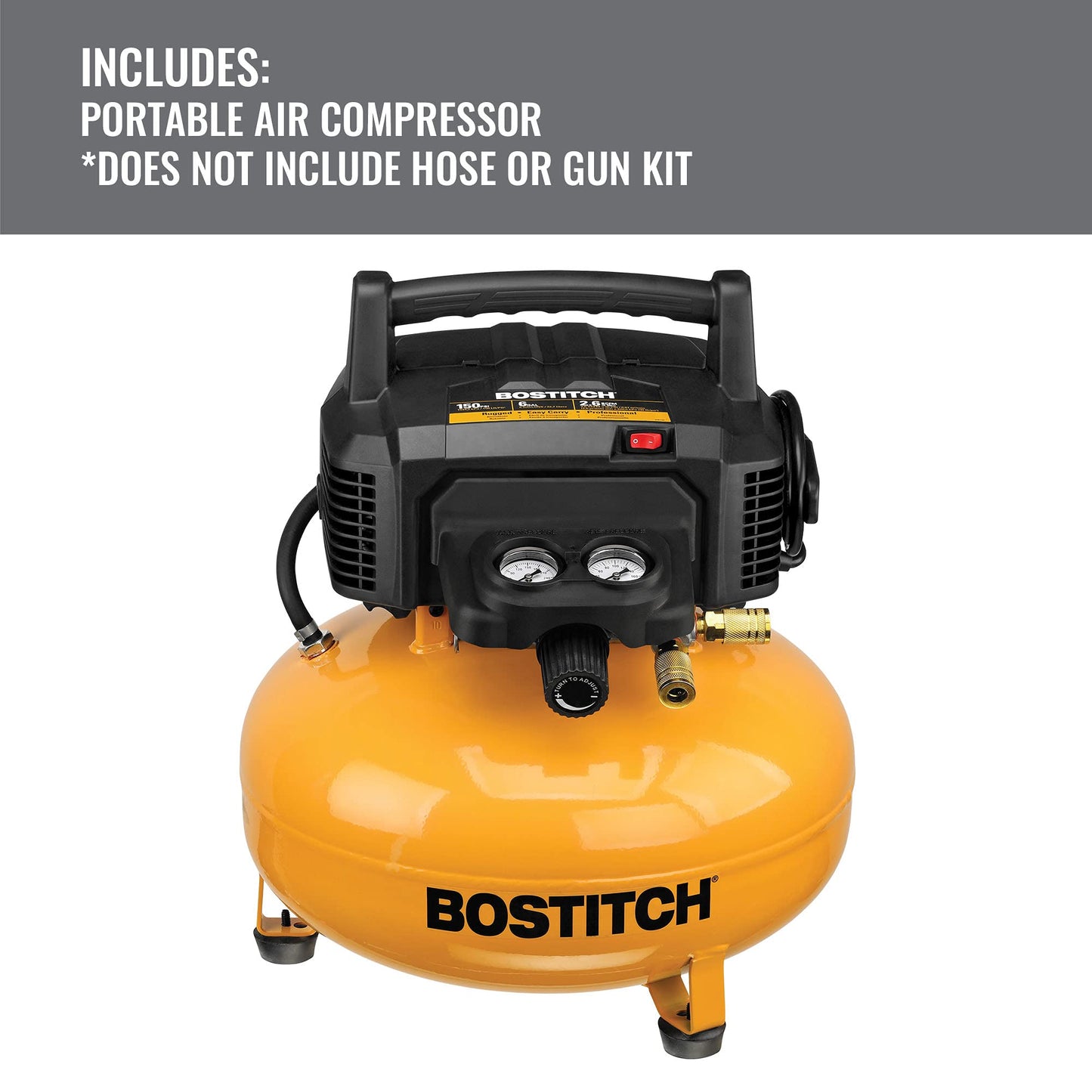 BOSTITCH Air Compressor Kit, Oil-Free, 6 Gallon, 150 PSI (BTFP02012-WPK)