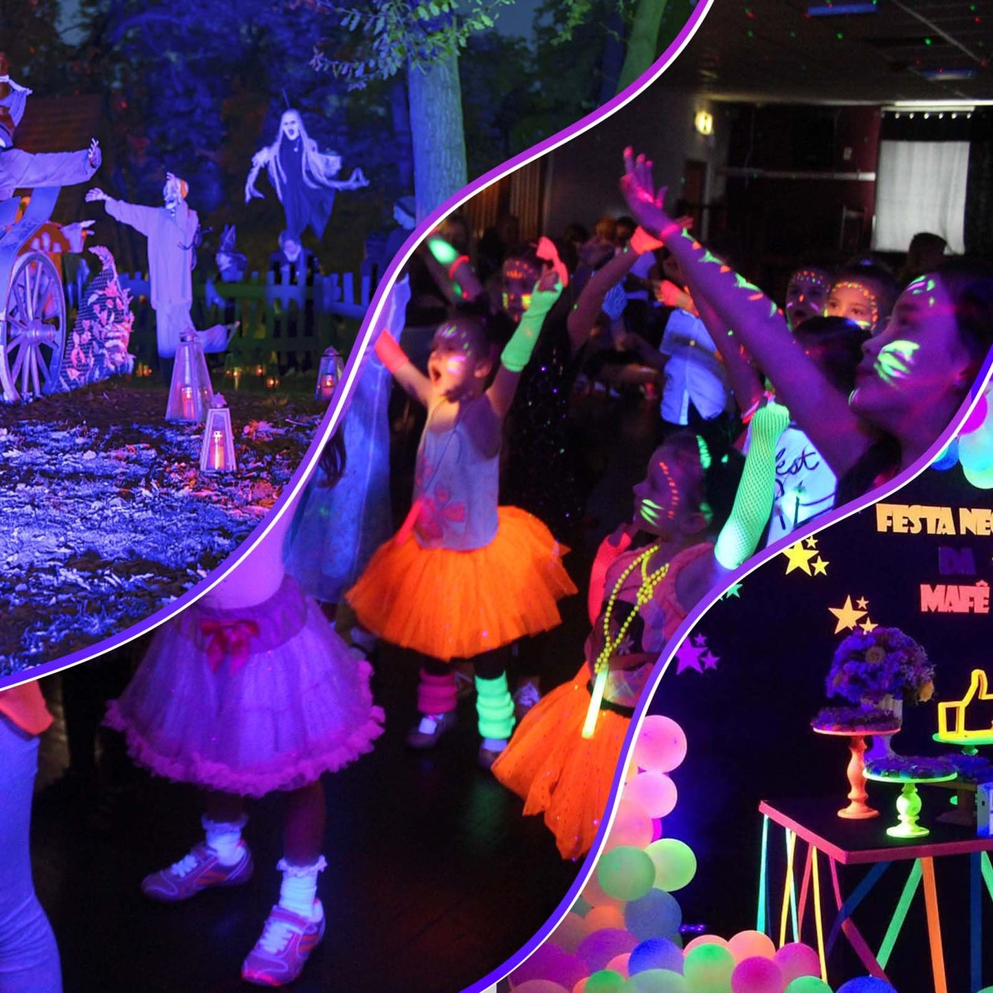 Atfoyer 40W LED Black Light Bar for Glow Party, Blacklight with Plug &Switch, Each Light Up 484 Sq.ft Area, Halloween Glow Lights, Fluorescent Body Paint, Stage Lighting