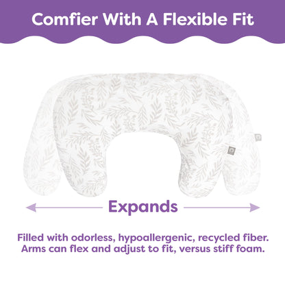 Boppy Nursing Pillow - Ergonomic Bottle & Breastfeeding Pillow with High, Firm, Large Area, Water-Repellent Cushion with Washable Cover; Baby Safety Alliance Verified - Gray Gentle Leaves