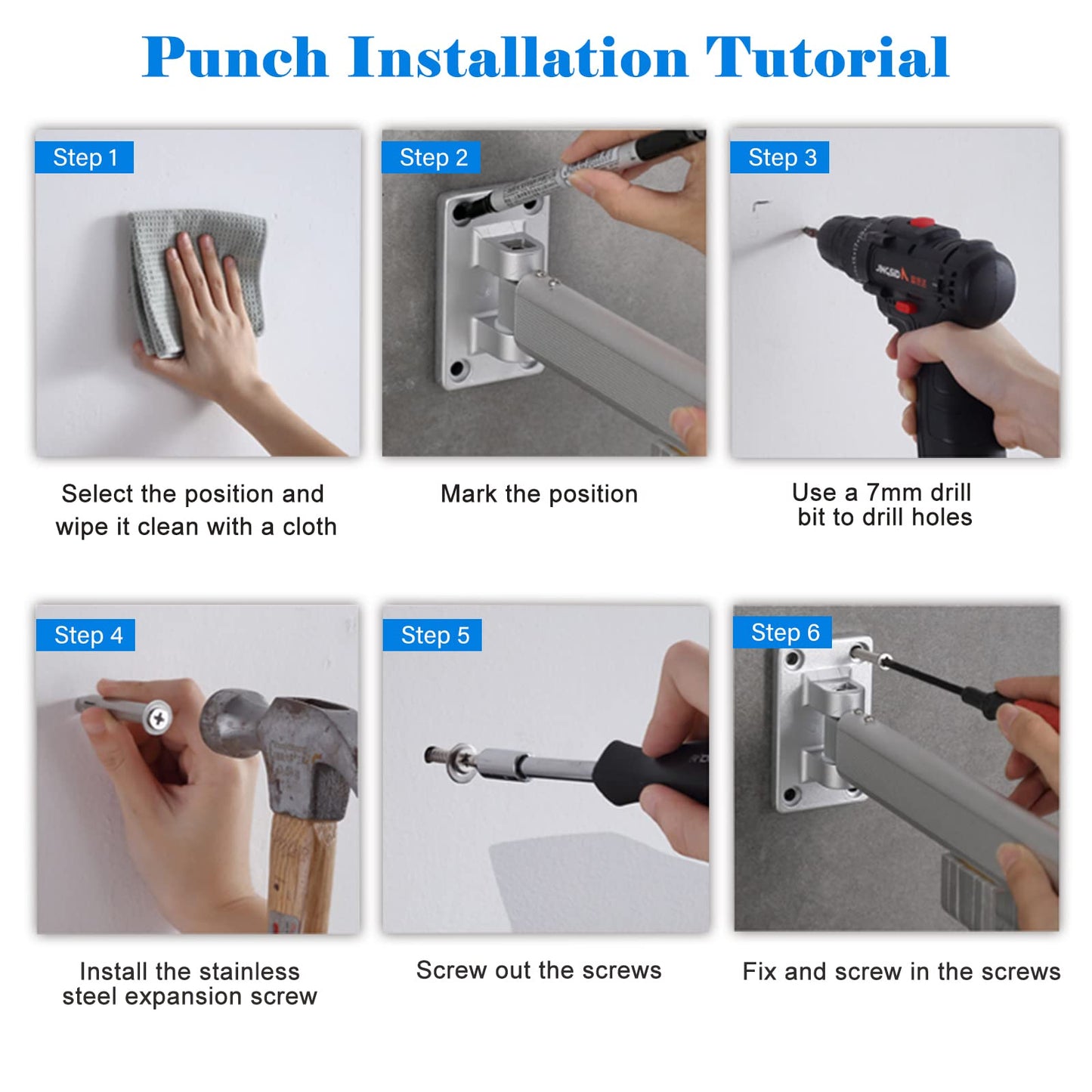 AISIR Clothes Drying Rack Wall Mounted, Aluminum Clothes Airer Clothes Dryer Foldable for Balcony, Bathing Room, Bedroom - Black