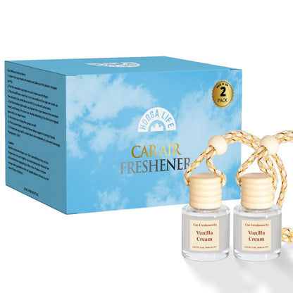 HoogaLife Car Air Freshener Diffuser 2 Pack Hanging Air Freshener Diffuser - Vanilla Cream Fragrance Oil Air D iffuser for Car, 45+ days Long Lasting Fragrance Made in USA C ar Air Fresheners