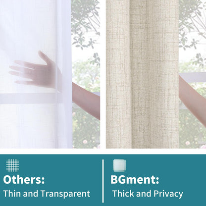 BGment Linen Curtains 63 Inch Length 2 Panels for Living Room - Semi Sheer Drapes Light Filtering Window Treatments with Rod Pocket Back Tab Lightweight for Bedroom, 52 X 63 Inch