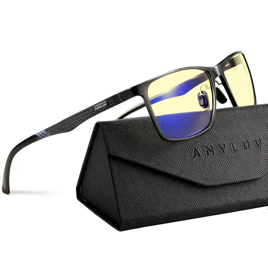 ANYLUV Blue Light Glasses Men/Women, Al-Mg Metal Computer Blue Light Blocking Glasses, Relieve Eyestrain and Eye Protection