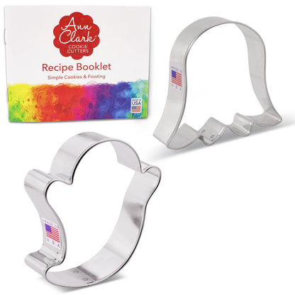 Ann Clark Cookie Cutters Halloween Ghost Cookie Cutters 2-Pc Set Made in USA, 3", 3.5"