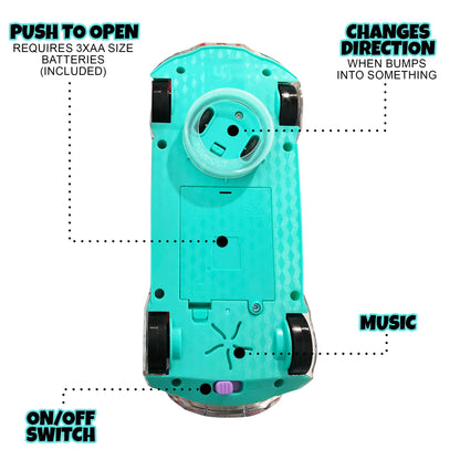 ArtCreativity Light Up Transparent Sensory Car Toy for Kids, 1PC, Bump and Go Toy Car with Colorful Moving Gears, Music, and LED Effects, Easter Toys for Toddlers, Great Birthday Gift Idea