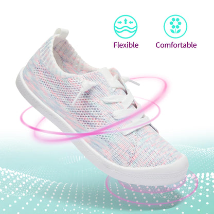 ALTOCIS Women's Knit Slip On Sneakers Ladies Elastic Low Top Flats Lightweight Breathe Mesh Fashion Sneakers Cute Flying Woven Loafers(Purple US5)