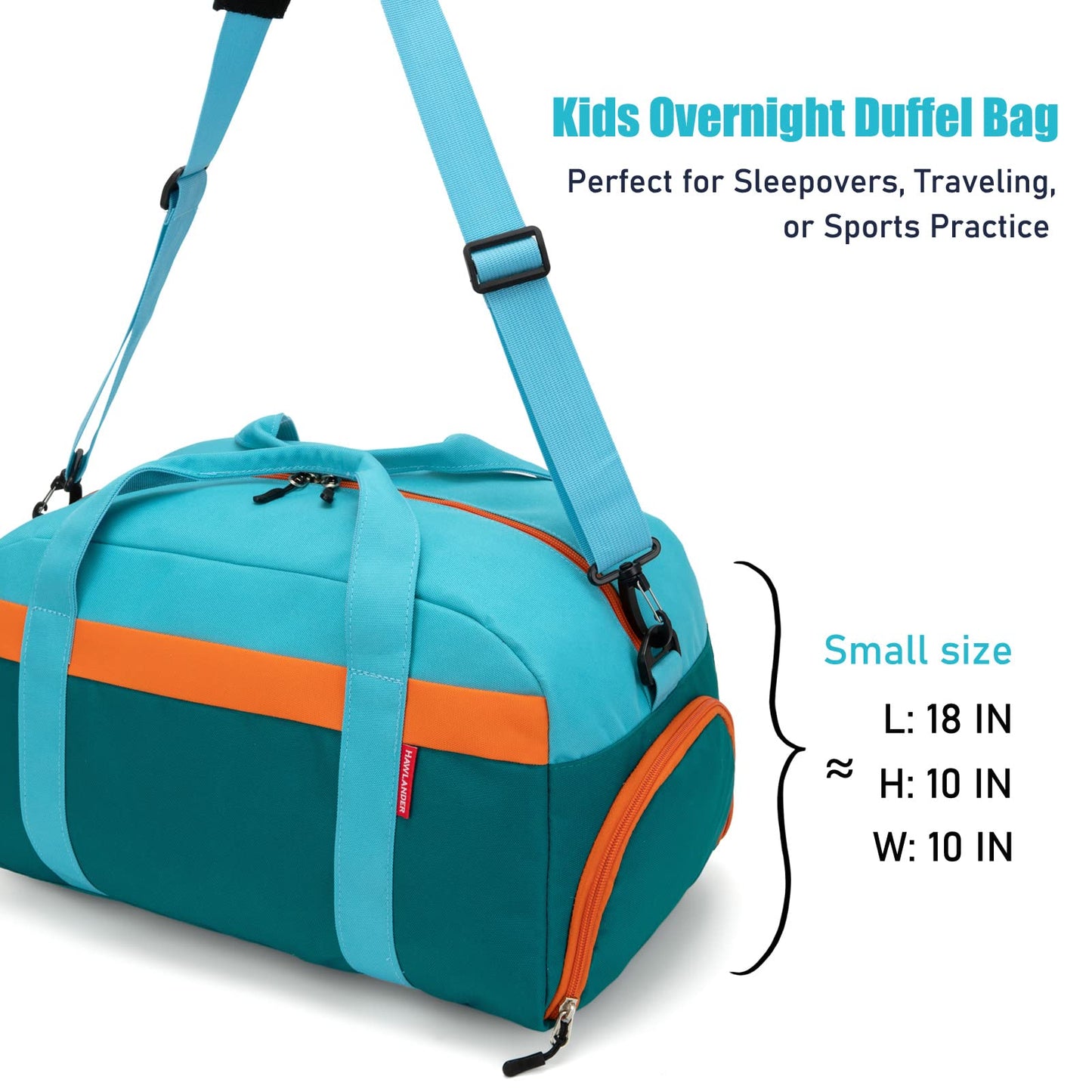 HawLander Kids Duffle Bag for Boys or Girls, Fit School Practice, or Overnight Travel (Blue Green)