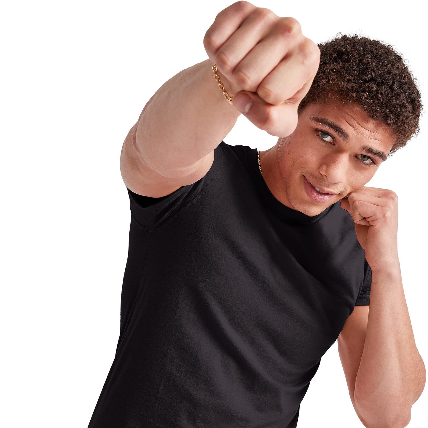 Hanes Comfortblend Standard Originals Lightweight, Crewneck T-Shirts for Men, Tri-Blend Tee, Tall Sizes, Black