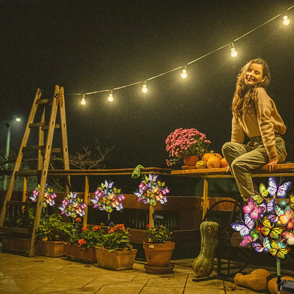 Adecorty Solar Garden Lights Outdoor Waterproof Decorative Solar Lights Outdoor 2 Pack with 44 LED 34 Butterfly Flower Garden Decor Yard Patio Lawn, Gifts for Mother's Day Mom Women