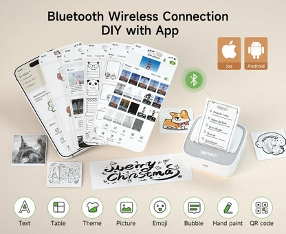 iDPRT Portable Sticker Maker Machine with 1 Roll Sticker Paper, Mini Printer Efficiently and Quickly, Thermal Printer for Study Notes, Pictures, DIY, Label, Free App with Multiple Templates, Grey