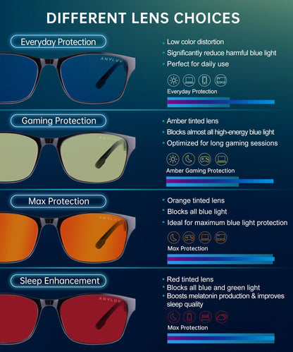 ANYLUV Mens Blue Light Glasses Lightweight Anti Blue Light Blocking Computer Gaming Glasses Eyes Protection with Carbon Fiber Decoration
