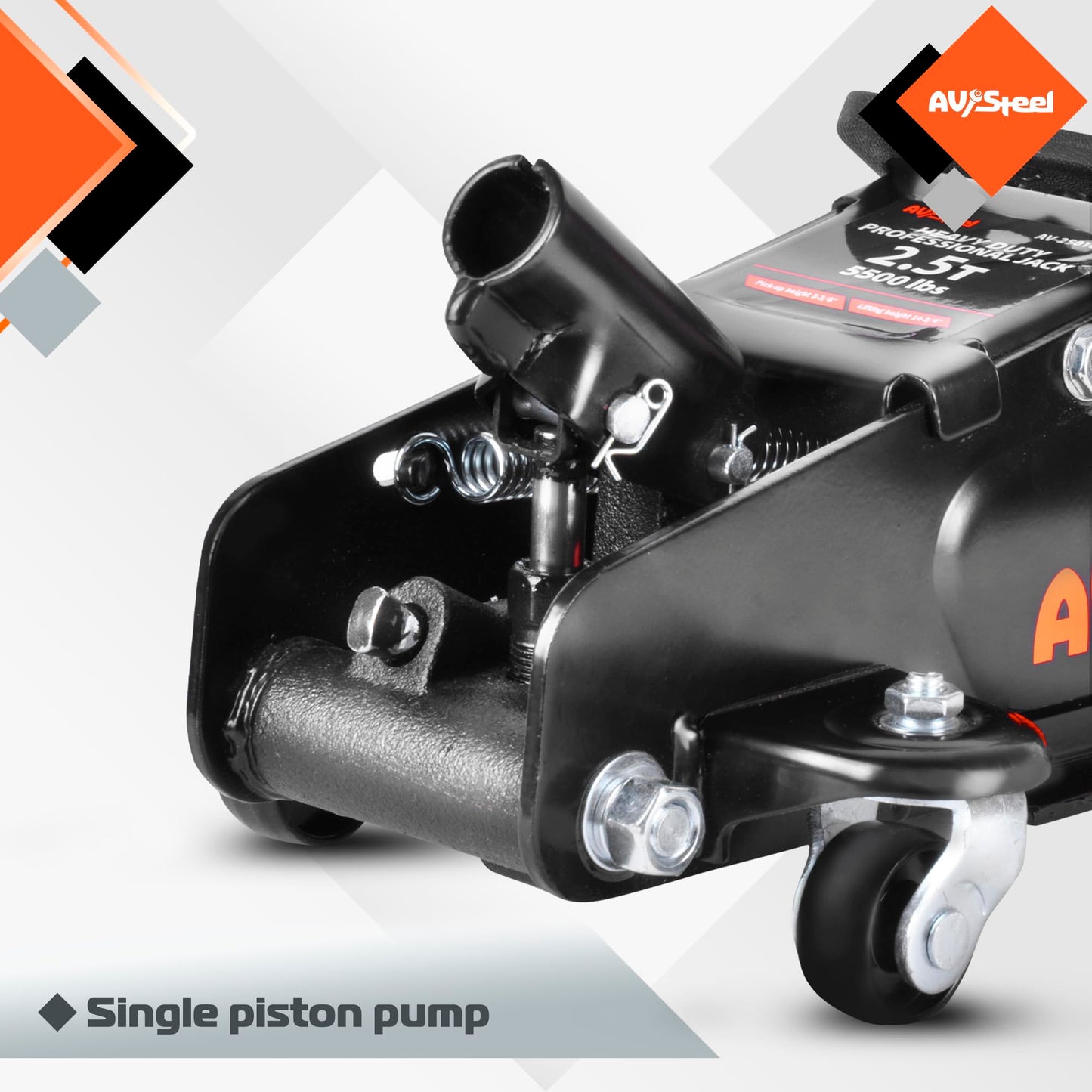 AV Steel Floor Jack 2.5 Ton (5500 lbs), Low Profile Floor Jack with Single Piston Pump, Heavy Duty Steel Hydraulic Jack for Car, Jack for Car with Lifting Range 3.4'' to 14.6''