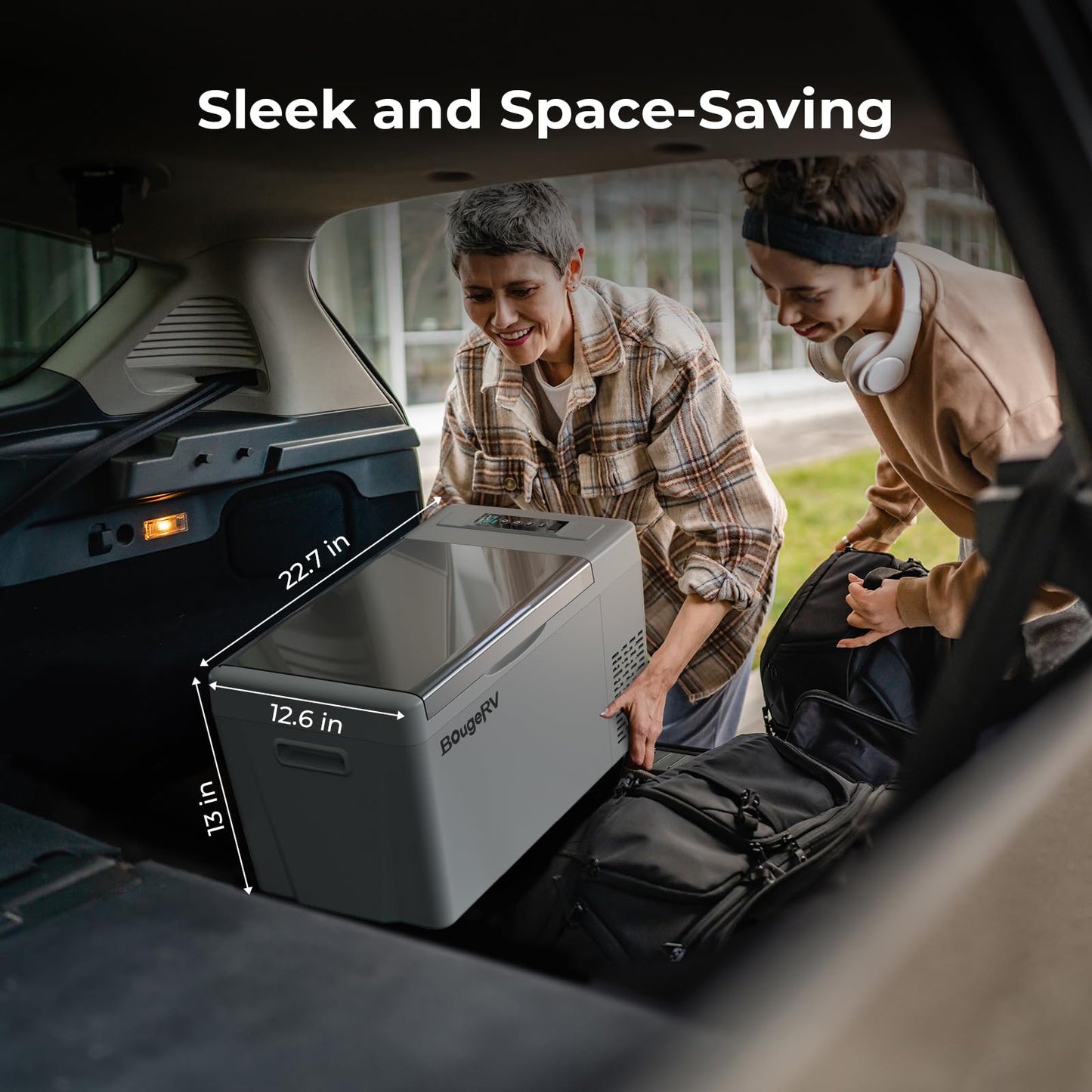 BougeRV 12 Volt Refrigerator 12V Car Fridge 23 Quart Portable Freezer Compressor Cooler 12/24V DC 110~240 Volt AC for Truck Van RV Camper SUV Travel Camping Road Trips Tailgating -8℉~50℉