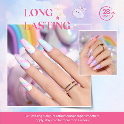 Beetles Gel Nail Polish Set,24Pcs Pink Purple Pearl Blue Shimmer Chameleon Green Colors Gel Polish Kit, 3Pcs Base Top Coat Double-ended Brush Soak off UV Nail Polish Halloween Gifts for Women