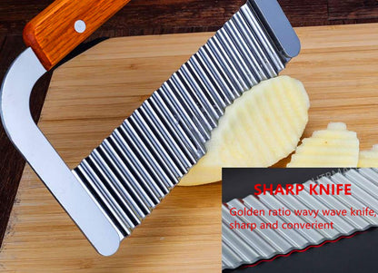 HTBMALL Crinkle Cutter, French Fry Cutter for Potatoes, Upgraded Stainless Steel Blade, Potato Slicer Frency Fry Crinkle Cutter Chopper Wavy Cutting Tool for Potatoes Carrots Cucumbers