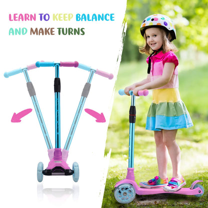 3 Wheel Scooter for Kids, Kids Scooter with Light Up Wheels, Sturdy Deck Design, and 4 Height Adjustable Suitable for Kid Ages 3-12