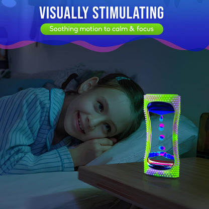 BUNMO Liquid Motion Bubbler Sensory Toy - Calming Fidget Toy for Kids & Adults, Textured Silicone Bubble Timer with Mesmerizing Liquid Flow Sensory Bottles - Small Glow