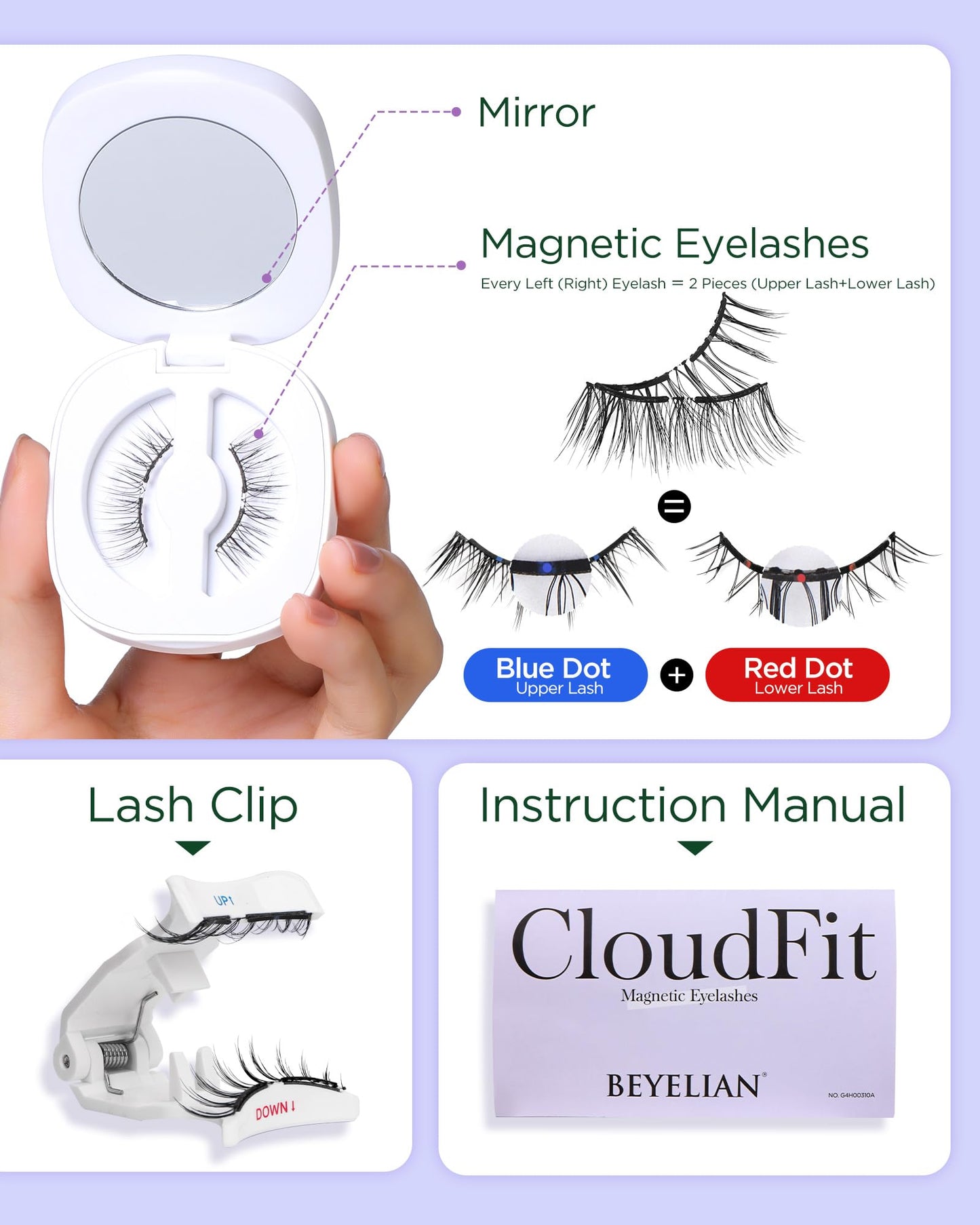 BEYELIAN Magnetic Eyelashes with Applicator Kit, No Glue Needed Reusable Natural Look 3D Lashes, Easy Apply Soft Magnetic Lashes for Eye Makeup (Lightweight & Comfortable)
