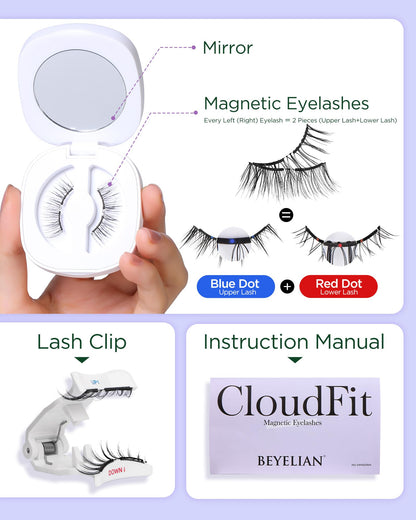 BEYELIAN Magnetic Eyelashes with Applicator Kit, No Glue Needed Reusable Natural Look 3D Lashes, Easy Apply Soft Magnetic Lashes for Eye Makeup (Lightweight & Comfortable)
