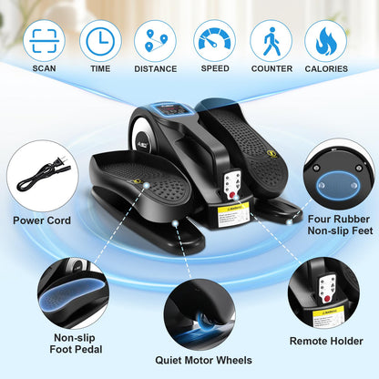 AODI Under Desk Elliptical Machine, Ellipse Leg Exerciser for Seniors Adults, Adjustable Speeds Elliptical Trainer with Remote Control, Quiet & Portable Mini Seated Pedal Exerciser for Home Office Use